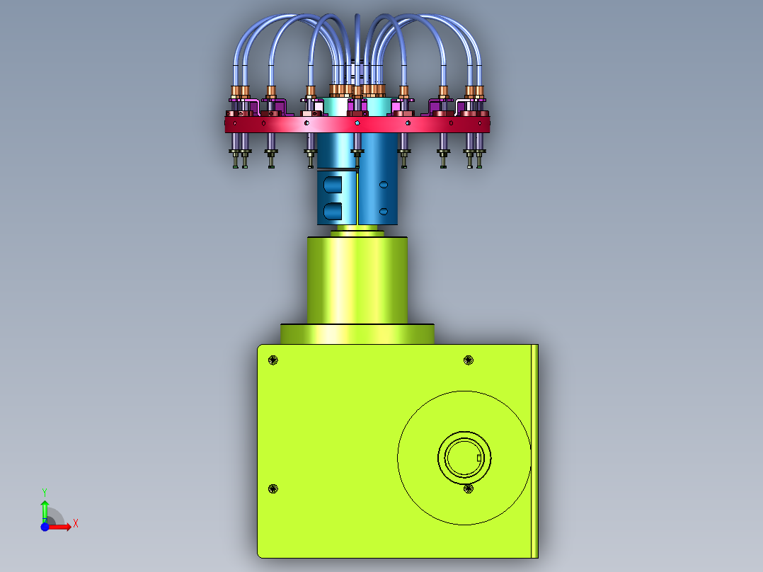 多工位分割器上下带旋转吸头模组前视图