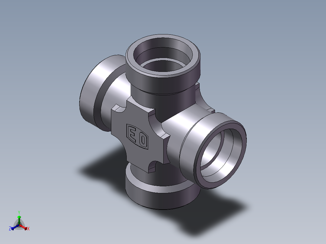XC+XD 四通接头、XD-52正等轴测图