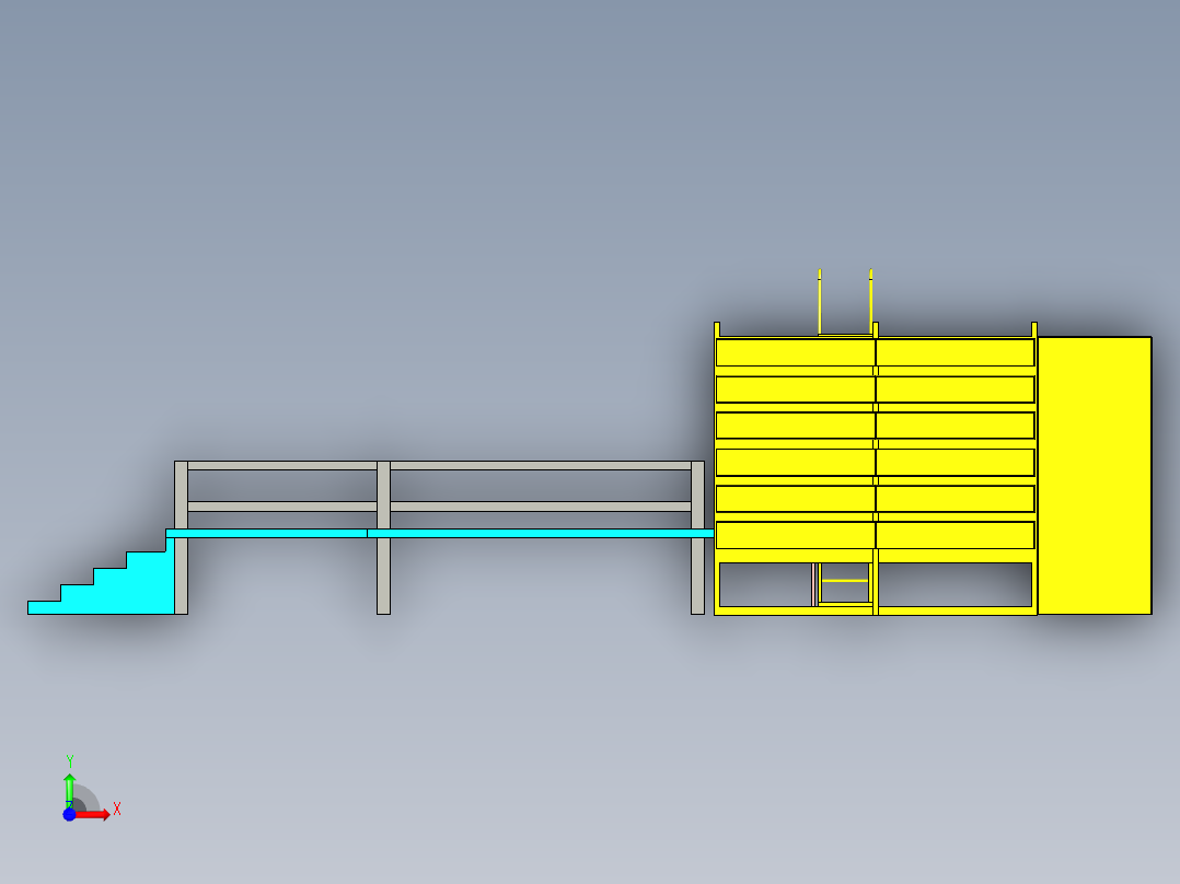 香菇自动烘干生产线设计前视图