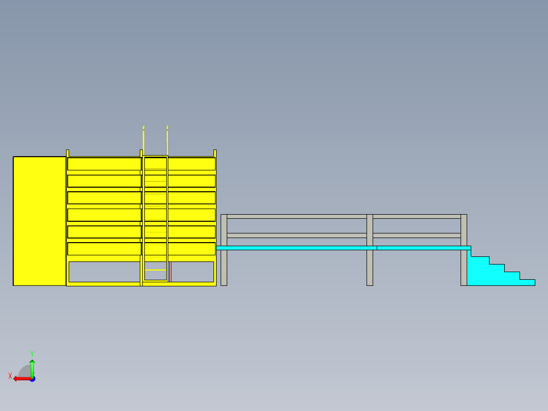 香菇自动烘干生产线设计后视图