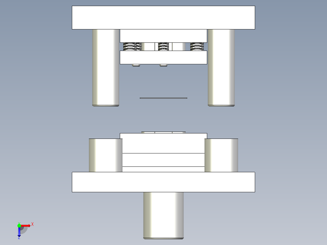 固定链片落料冲孔复合模俯视图