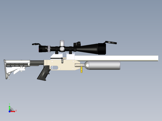 手枪左轮冲锋枪老式狙击步枪设计3D图纸jp-concept-pre-charge-pneumatic-air-rifle SW CREO STP IGS X_T STL前视缩略图