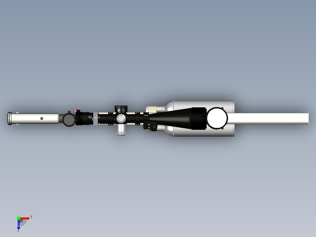 手枪左轮冲锋枪老式狙击步枪设计3D图纸jp-concept-pre-charge-pneumatic-air-rifle SW CREO STP IGS X_T STL俯视图