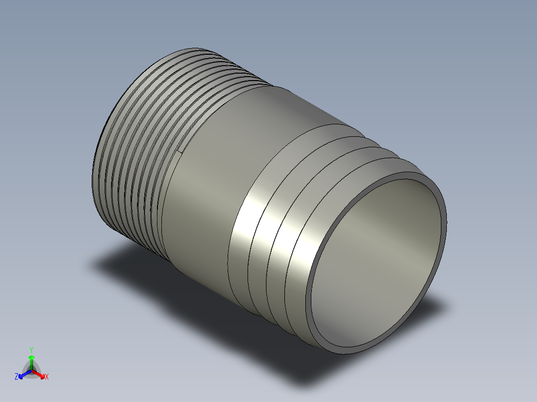 螺纹管水管接头-直通 DN40正等轴测图