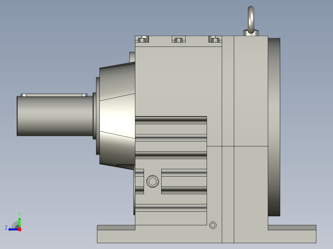 R137底脚轴伸式安装斜齿轮减速机R137-Y22-4P-180L-M1-90_R137右视图