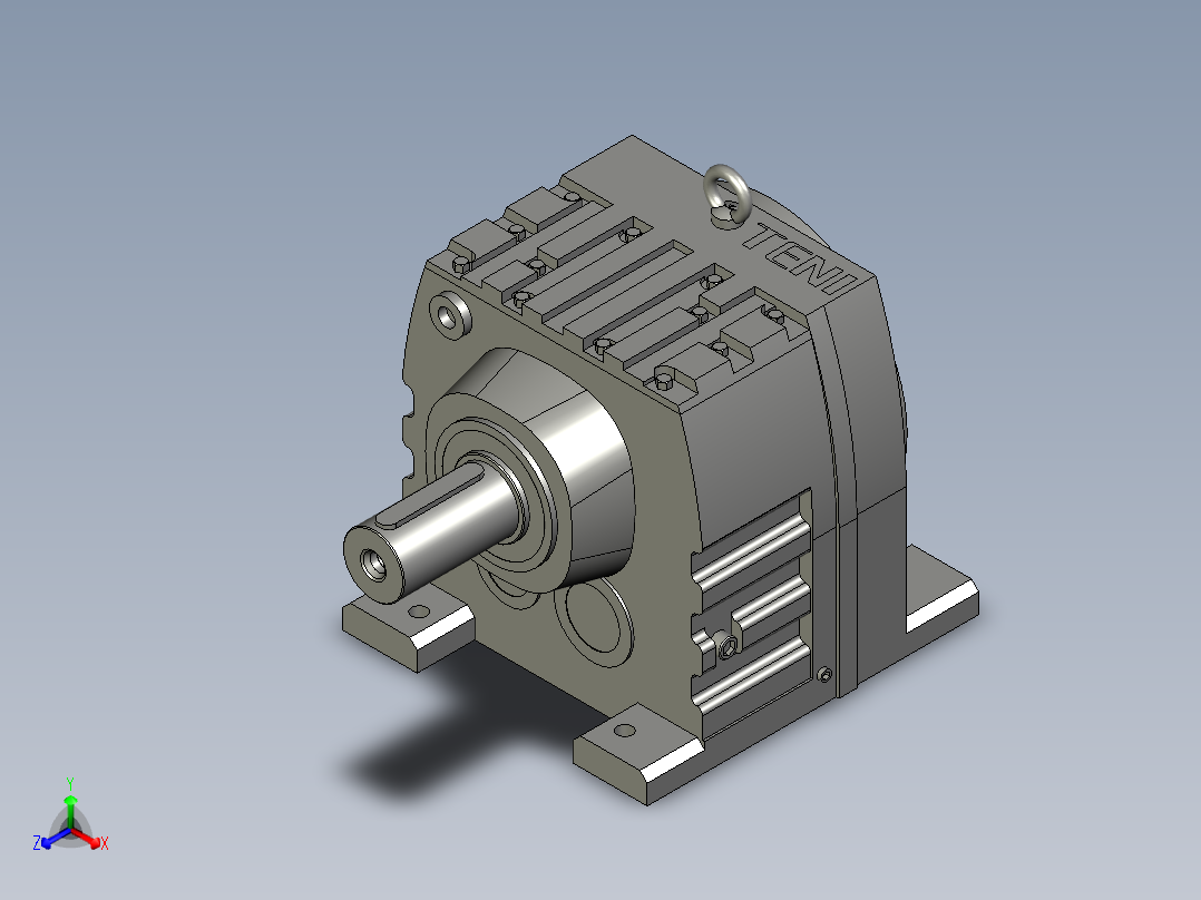 R137底脚轴伸式安装斜齿轮减速机R137-Y22-4P-180L-M1-90_R137正等轴测图