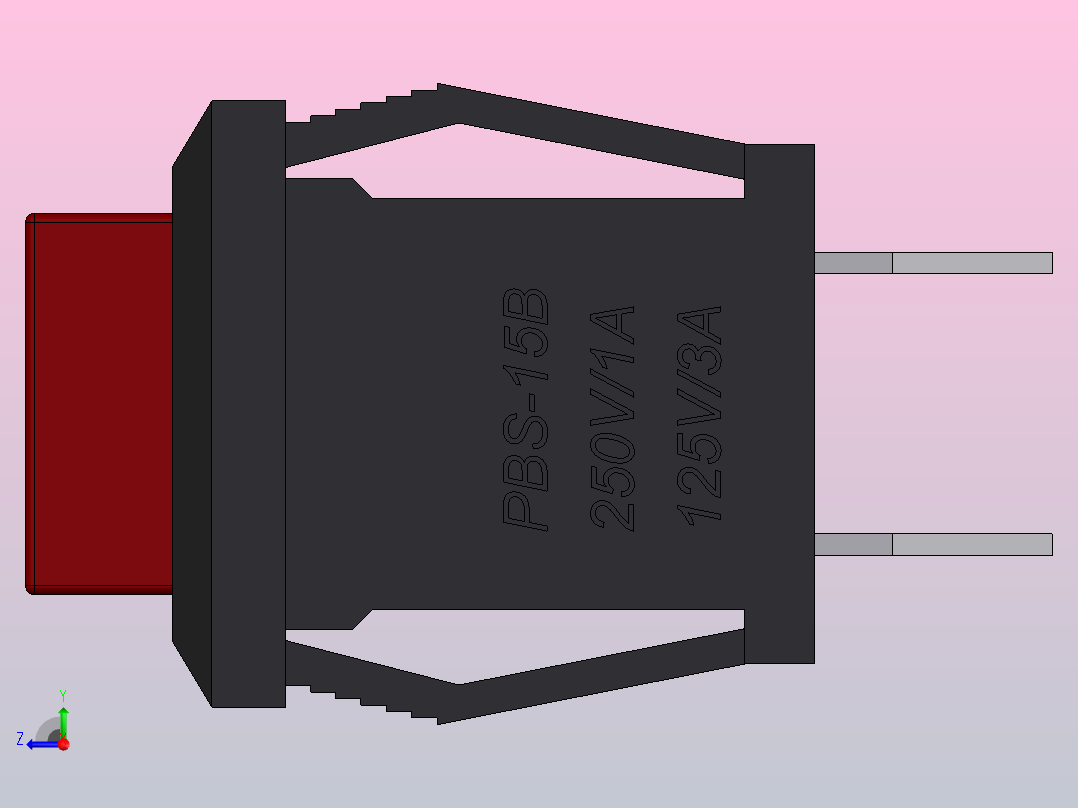 按钮开关PBS-15B模型右视图