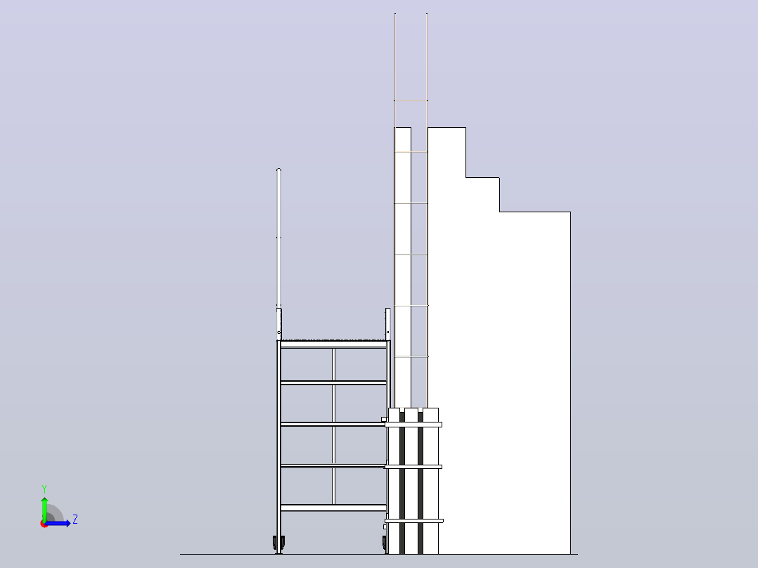 1.5米带护栏建筑施工平台左视图
