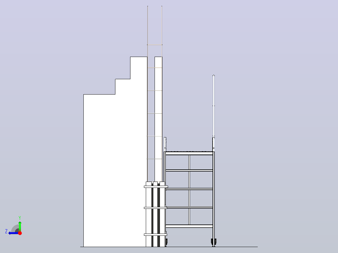 1.5米带护栏建筑施工平台右视图