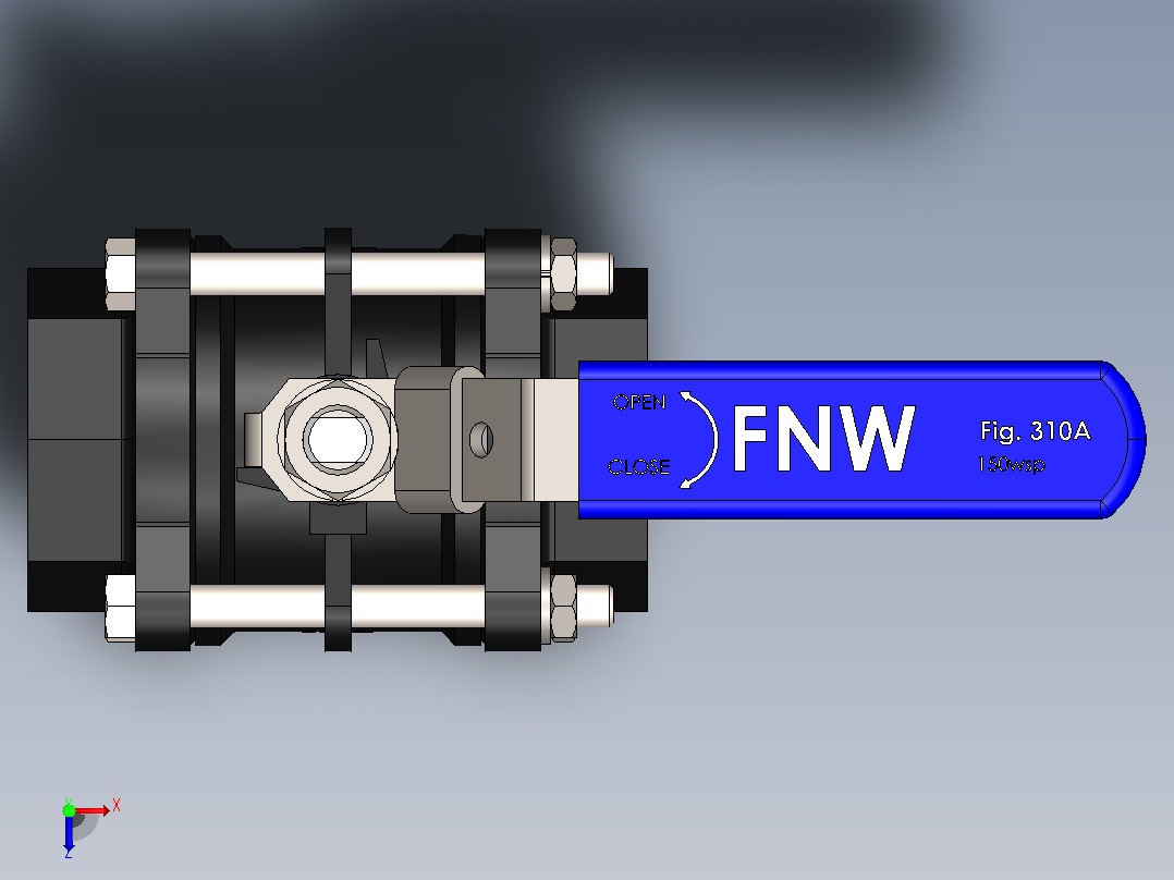 FNW-FNW311ASWK三片式内螺纹球阀俯视图