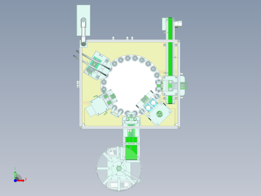 双头全自动活塞式液体灌装机 非标自动化设备3D图纸前视缩略图