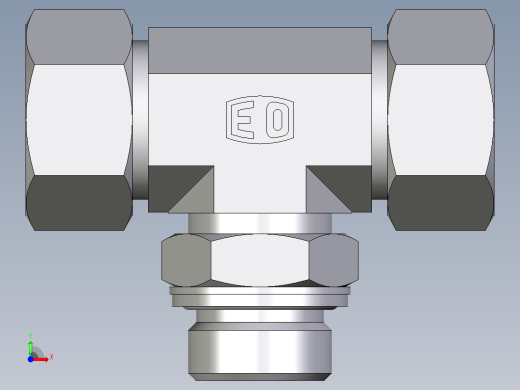 卡套式工业通用硬管接头EO_Adjustable_locknut_branch_tee_TEE22ZLM27x2CF前视缩略图