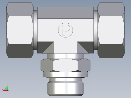 卡套式工业通用硬管接头EO_Adjustable_locknut_branch_tee_TEE22ZLM27x2CF后视缩略图