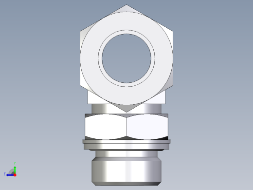 卡套式工业通用硬管接头EO_Adjustable_locknut_branch_tee_TEE22ZLM27x2CF右视缩略图