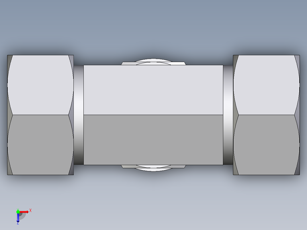 卡套式工业通用硬管接头EO_Adjustable_locknut_branch_tee_TEE22ZLM27x2CF俯视图