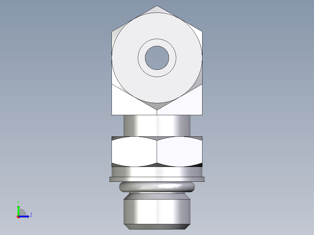 卡套式工业通用硬管接头EO_Adjustable_locknut_branch_tee_TEE08ZSMORCF左视图