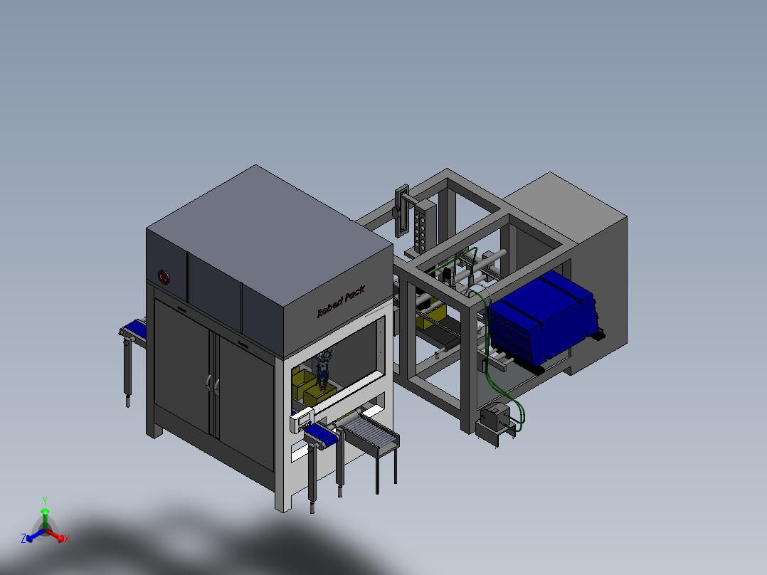 奶酪包装装盒生产线正等轴测图