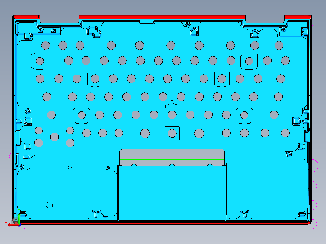 锻压笔记本C壳铣上表面UG程序模型后视图