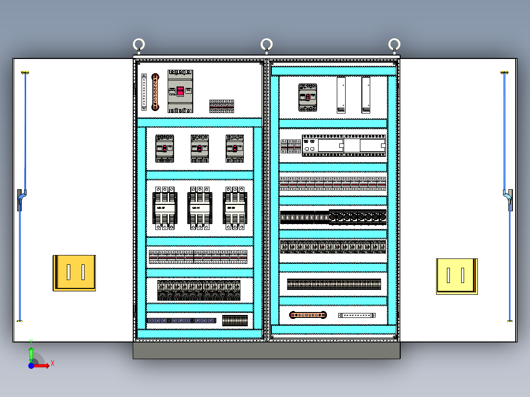 双柜组装120A交流接触器plc控制柜前视图
