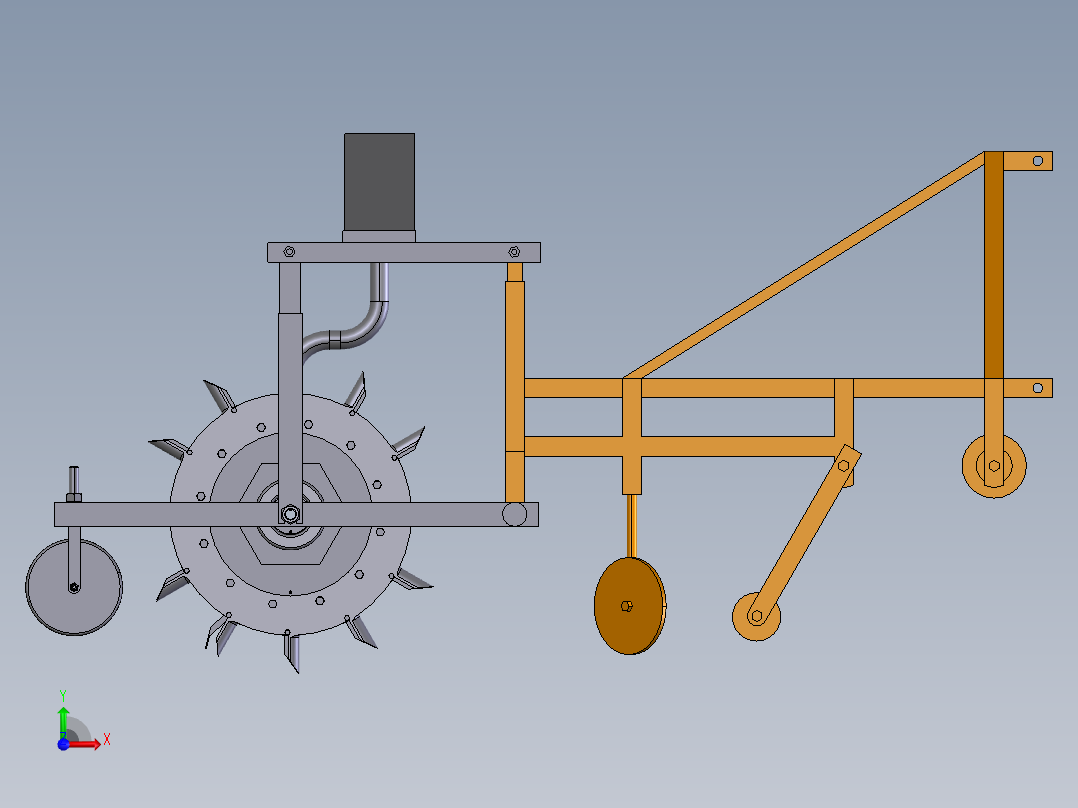 谷子播种覆膜机前视图