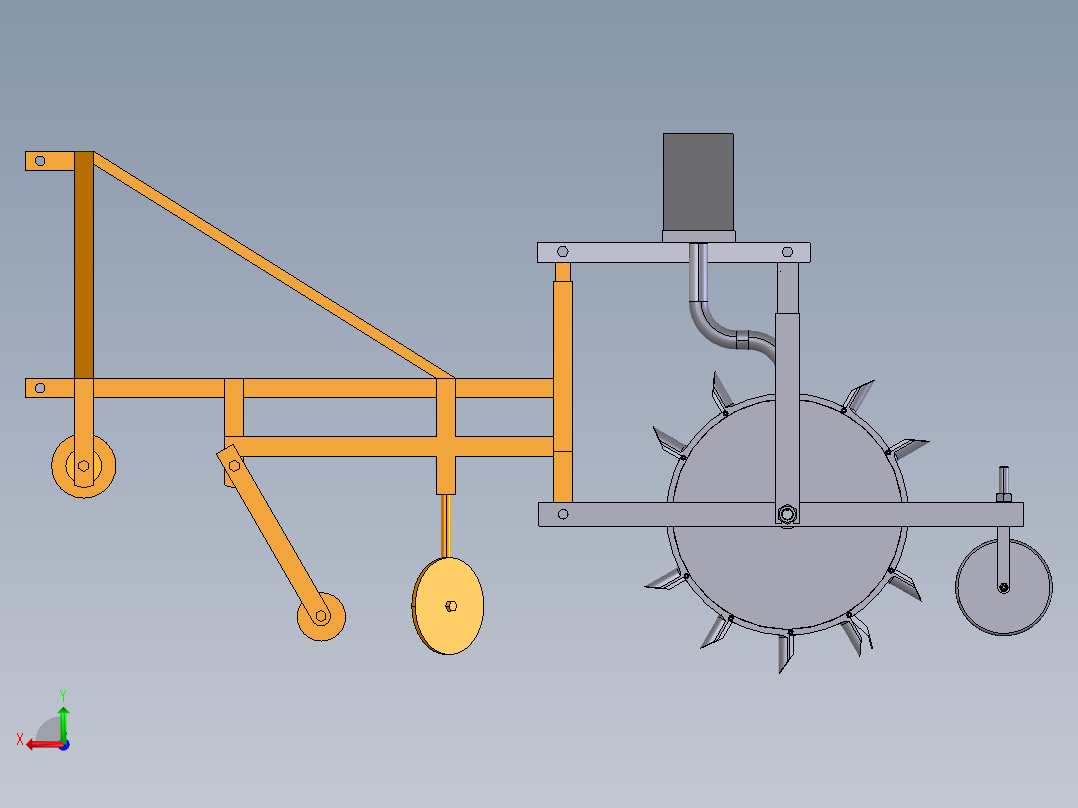谷子播种覆膜机后视图