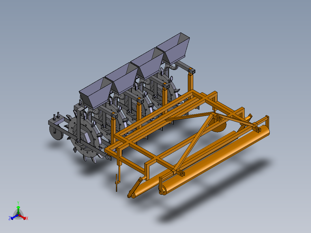 谷子播种覆膜机正等轴测图