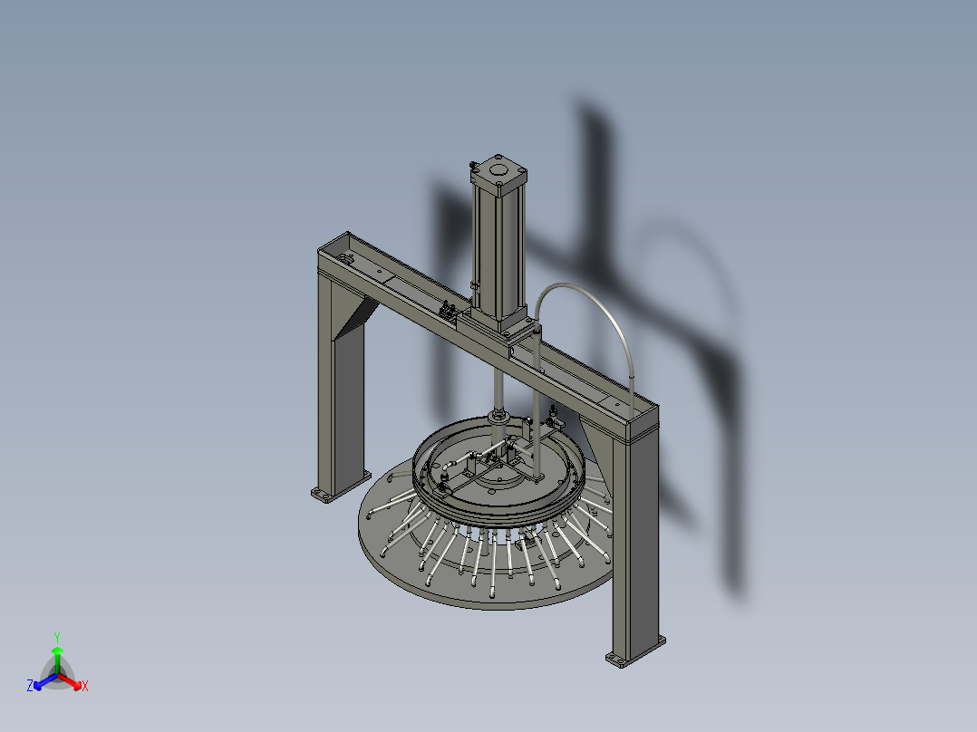 上磨盘提升装置装配图正等轴测图