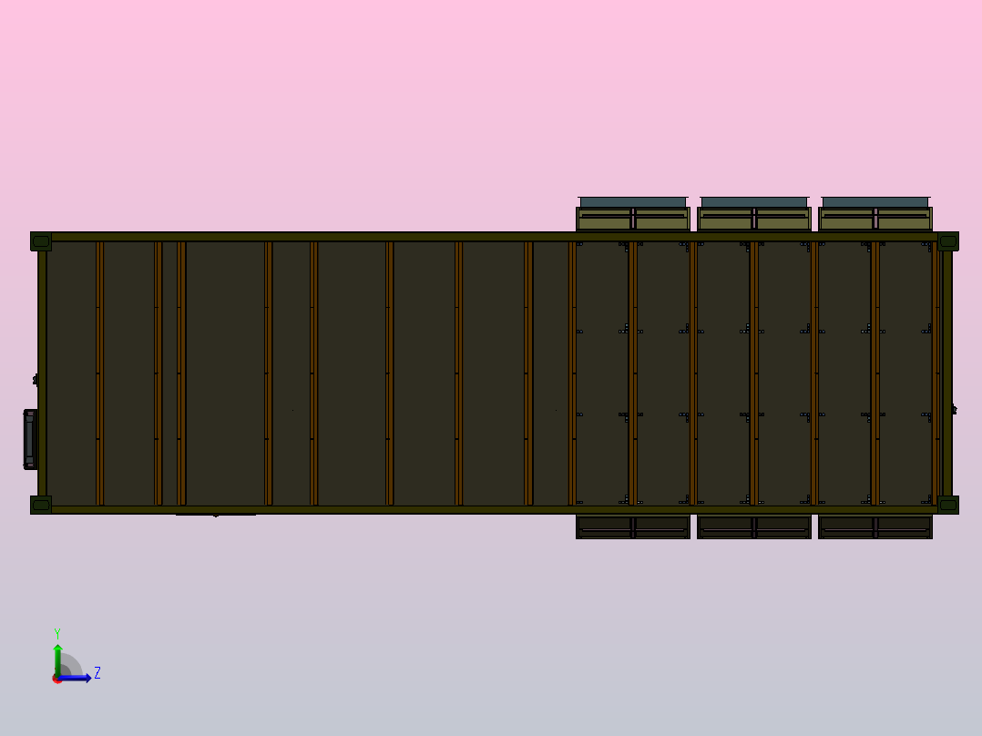 集装箱式负载箱左视图