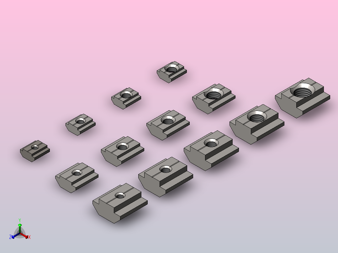 t型槽螺母(1)正等轴测图