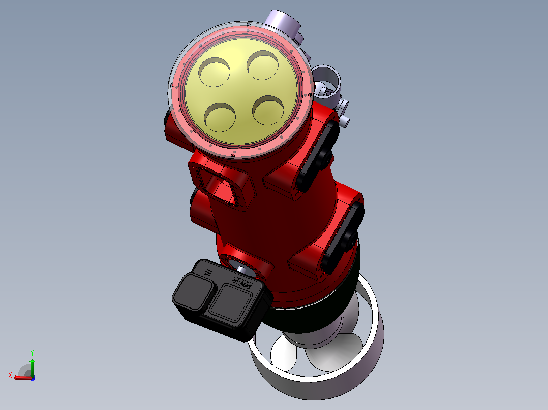 带 GoPro 的 ROV 模型后视图