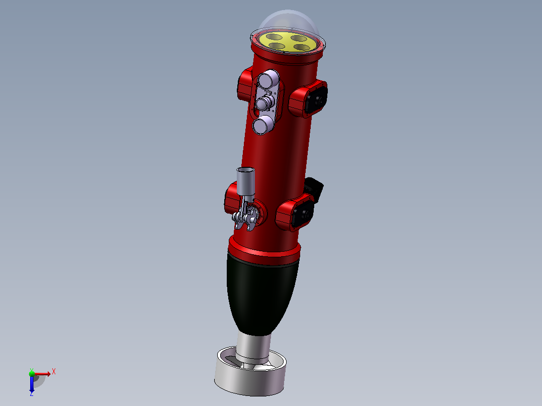 带 GoPro 的 ROV 模型俯视图