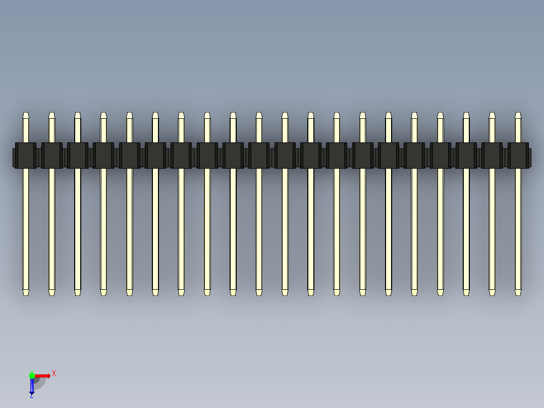 彩色公头100mil（2.54mm）系列-DS1021_black_1x20p_100mil_Type5_rev1.0俯视图