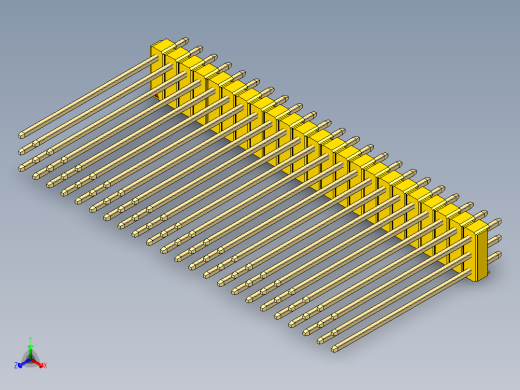 彩色公头100mil（2.54mm）系列-DS1021_yellow_3x23p_100mil_Type43_rev1.0正等轴测缩略图