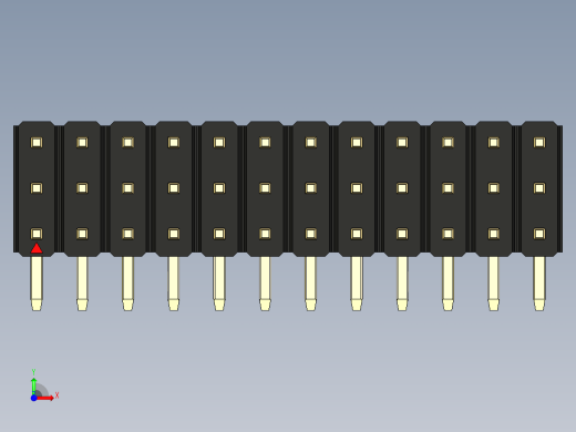 彩色公排针 100mil 2.54mm 系列-DS1022_black_3x12p_100mil_TypeD_rev1.0前视缩略图