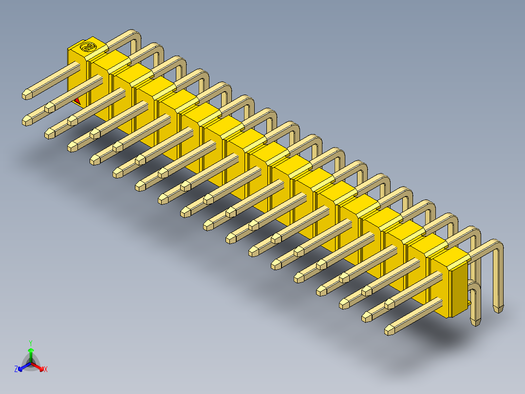 彩色公排针 100mil 2.54mm 系列-DS1022_yellow_2x17p_100mil_TypeD_rev1.0主视图