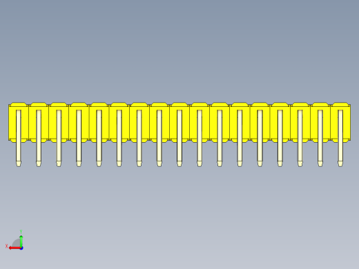 彩色公排针 100mil 2.54mm 系列-DS1022_yellow_2x17p_100mil_TypeD_rev1.0后视缩略图