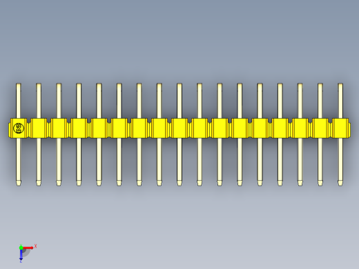 彩色公排针 100mil 2.54mm 系列-DS1022_yellow_2x17p_100mil_TypeD_rev1.0俯视缩略图