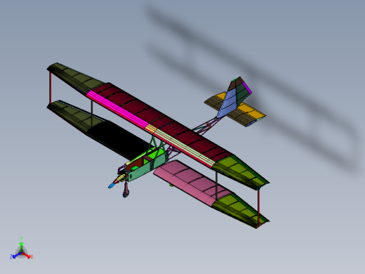 电动自由飞双翼航模科普飞机