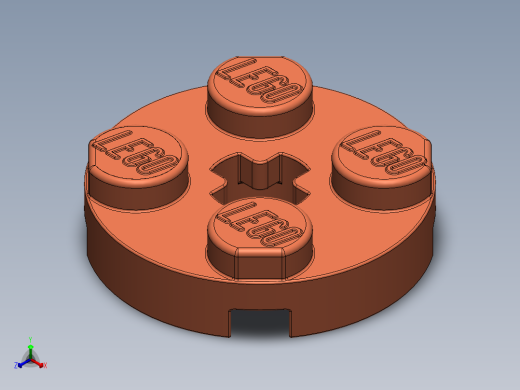 乐高零件 4032 板 2 x 2 圆形-4032 Bright Reddish Orange Plate 2 x 2 Round.SLDPRT