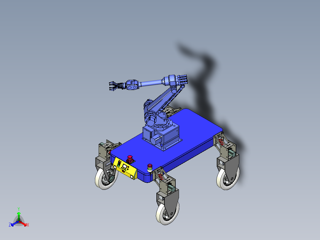 背负式复合智能小车正等轴测图