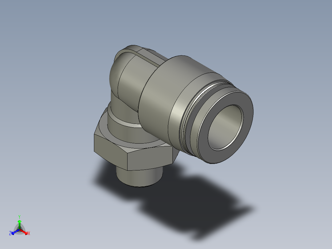 气管接头PL1001正等轴测图