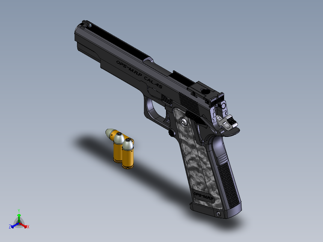 柯尔特.45手枪正等轴测图