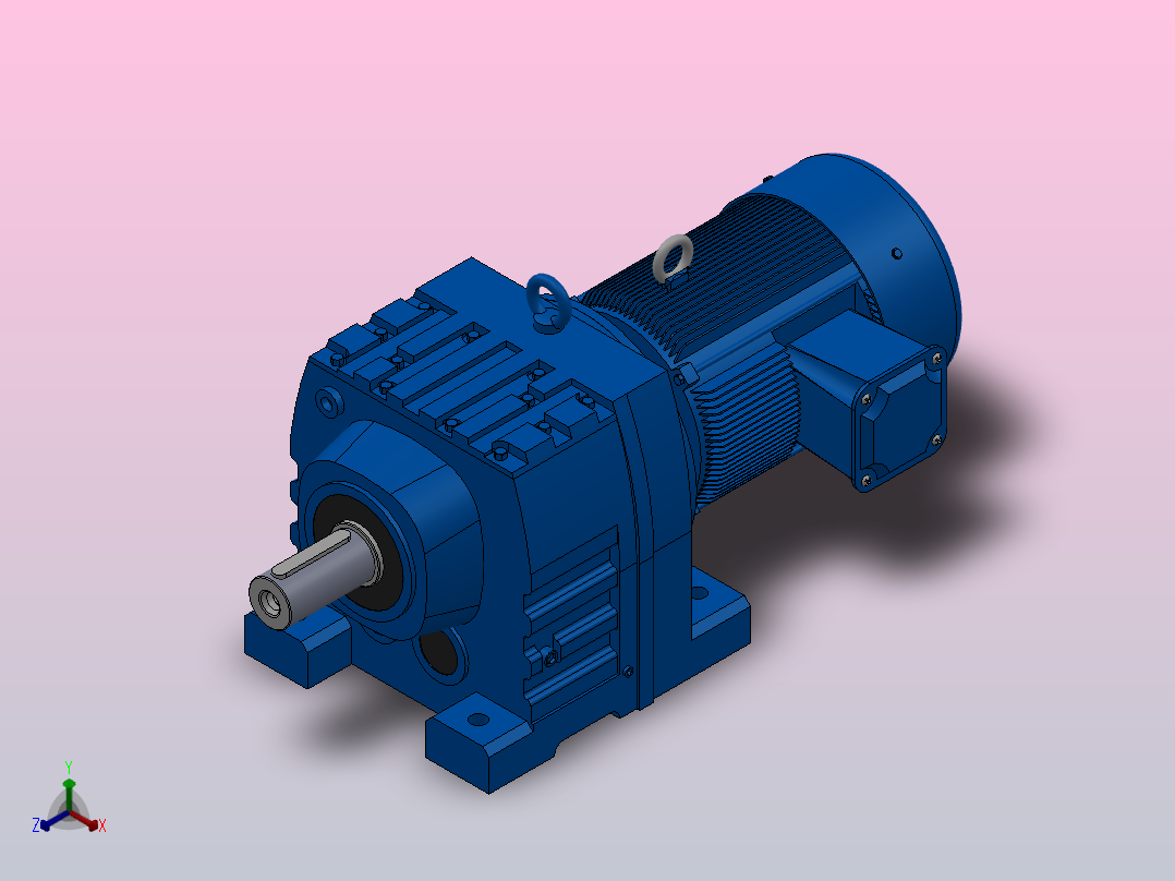 R87底脚轴伸式安装斜齿轮减速机R87-Y2.2-4P-100-M1-0°主视图