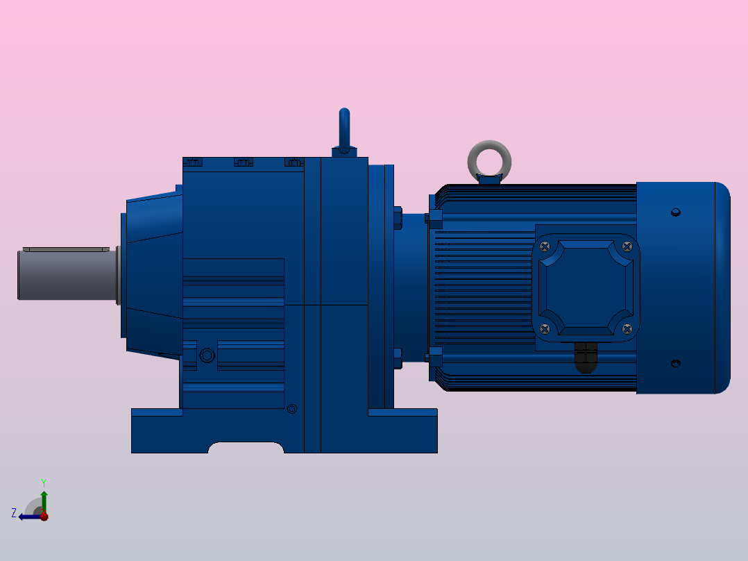 R87底脚轴伸式安装斜齿轮减速机R87-Y2.2-4P-100-M1-0°右视图