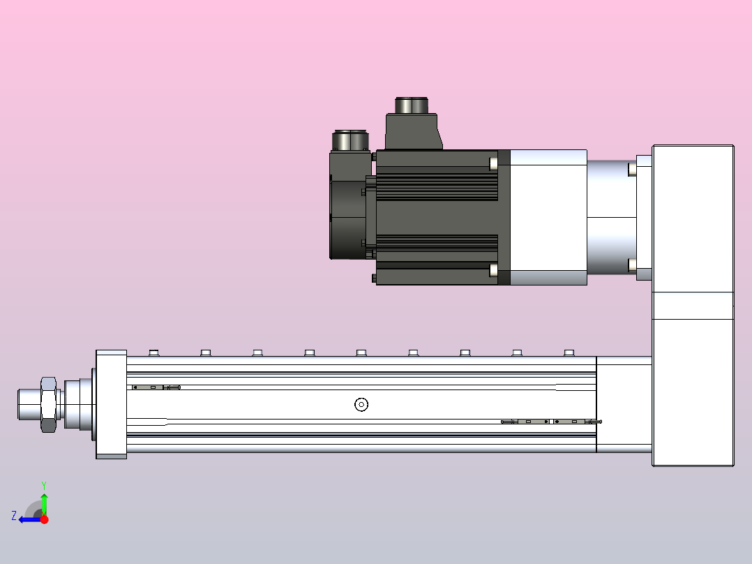 MTA80-300-P10-FF-P-K□-P1500（2000）W-S3 MTA80电动缸 最大负载35KN 额定负载30KN 1500(2000)W电机间接安装 配减速机右视图