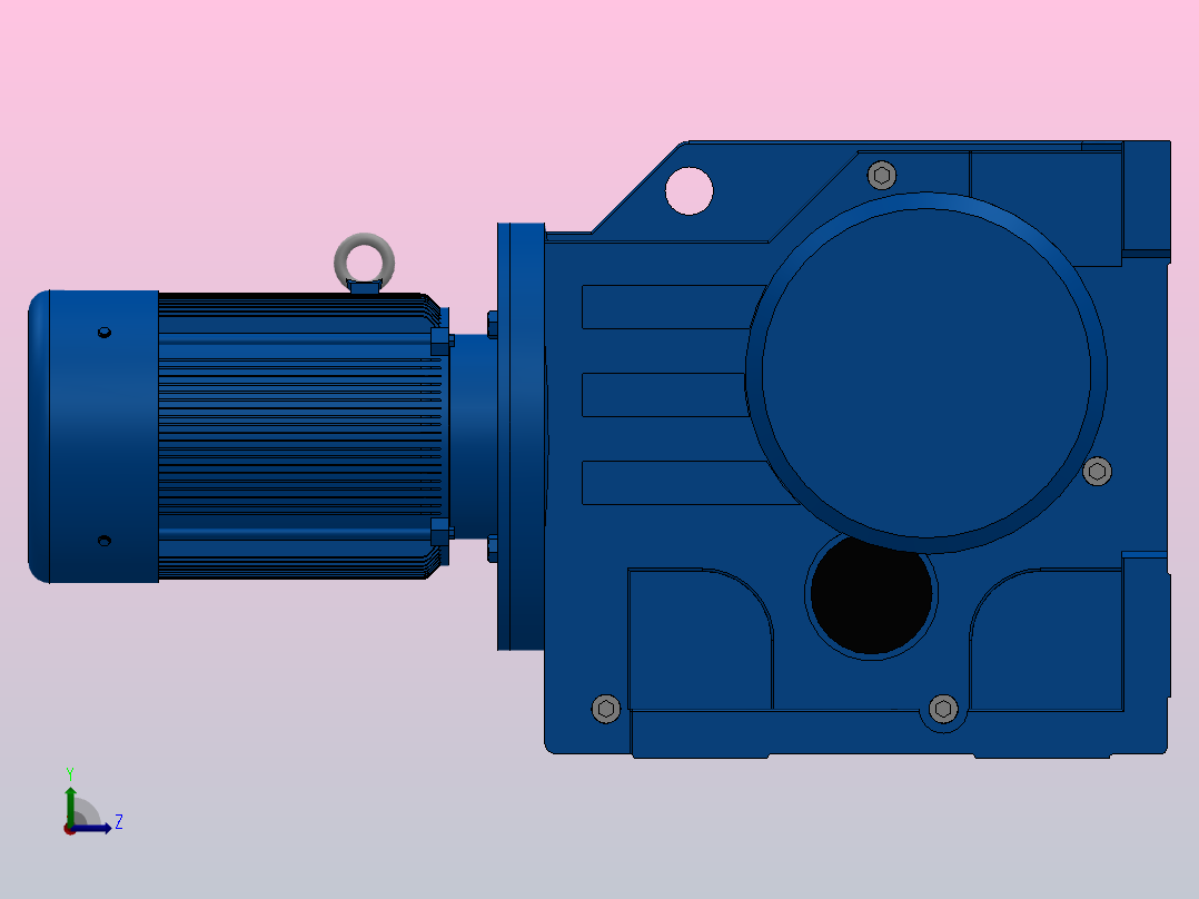 K107底脚轴伸式安装螺旋锥齿轮减速机K107-YV1.5-8P-110.83-M1-0°-A左视图