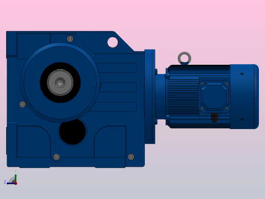 K107底脚轴伸式安装螺旋锥齿轮减速机K107-YV1.5-8P-110.83-M1-0°-A右视缩略图