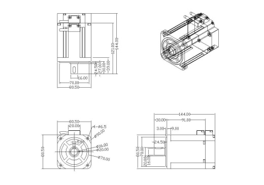 500W马达(CS80-05C5AE 550W)3D模型缩略图