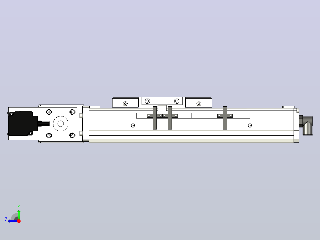 SCM10-100-L滚珠花健、支撑座、滚珠丝杠、交叉导轨、直线模组右视图