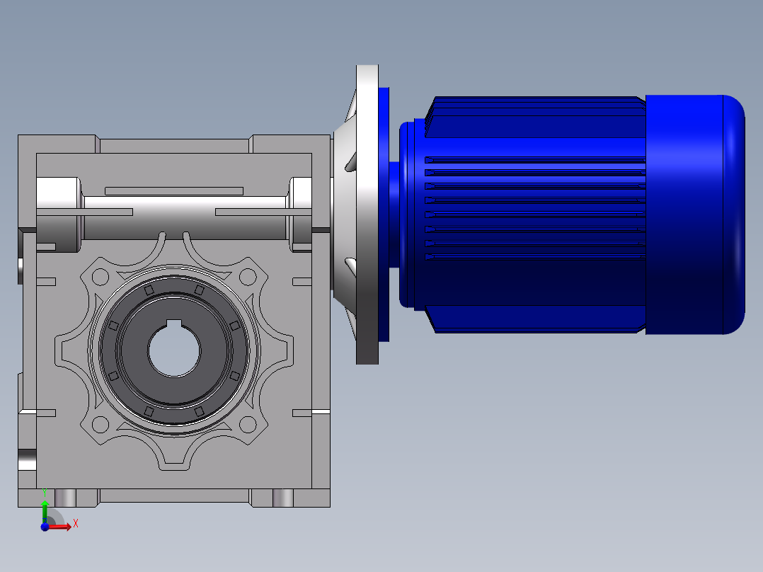 带涡轮减速箱电机前视图